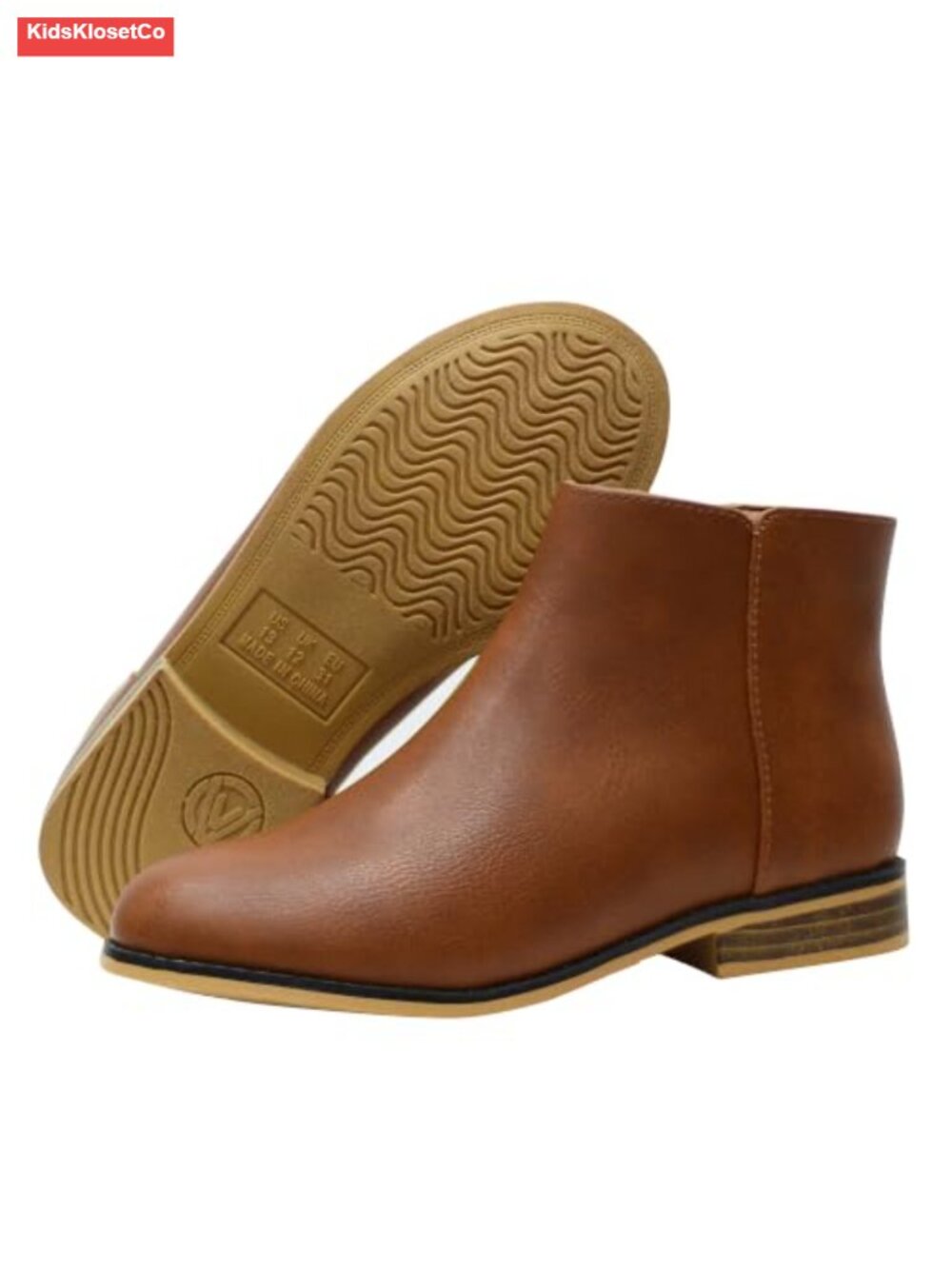 Girls Ankle Boots Side Zipper Suede Low Heel Rubber Sole Casual